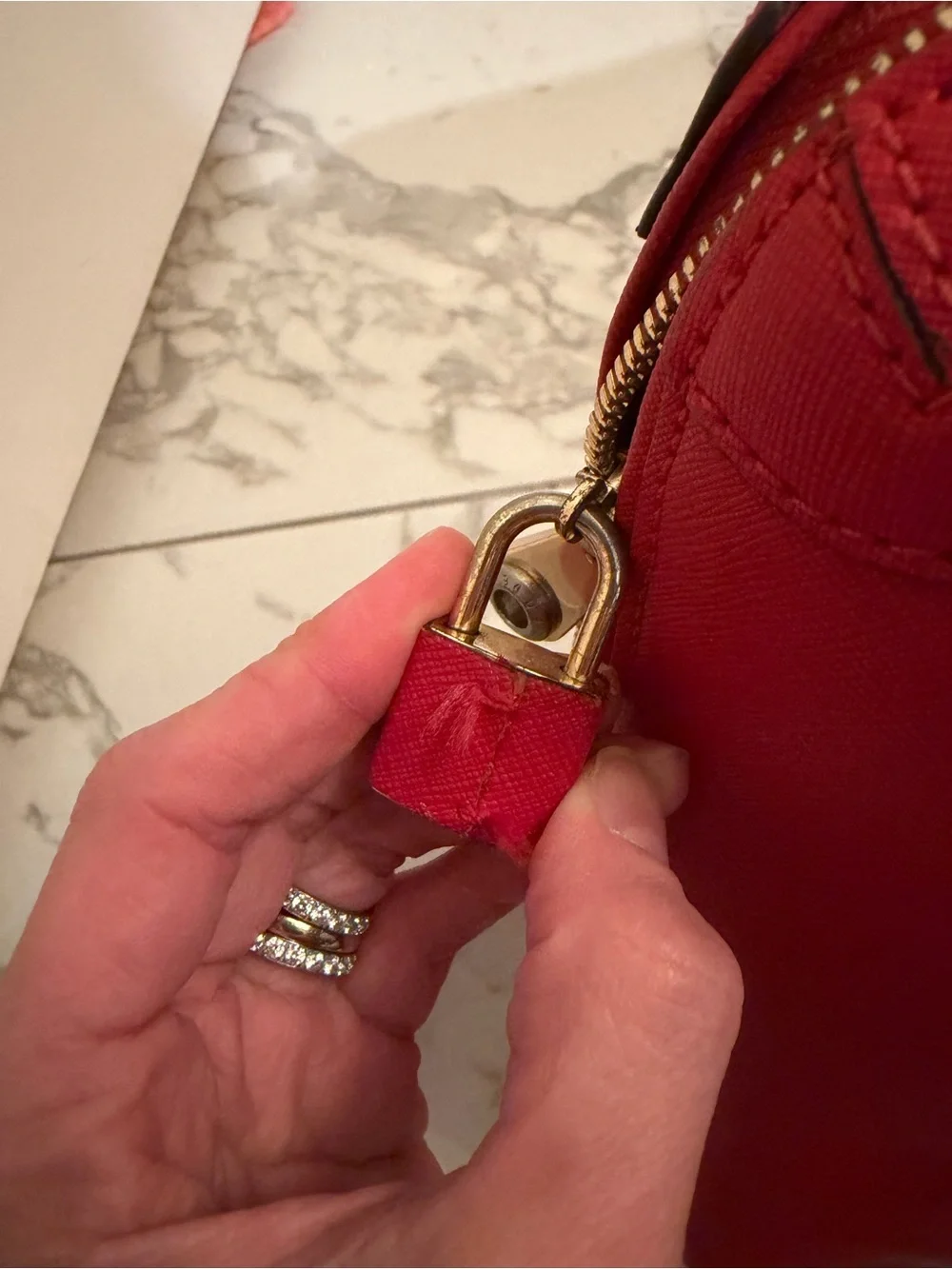 Henri Bendel New York Large Red Saffiano Laptop Tote Bag
